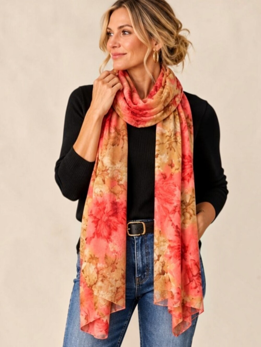Art Devoré Burnout Silky Floral Scarf/Shawl